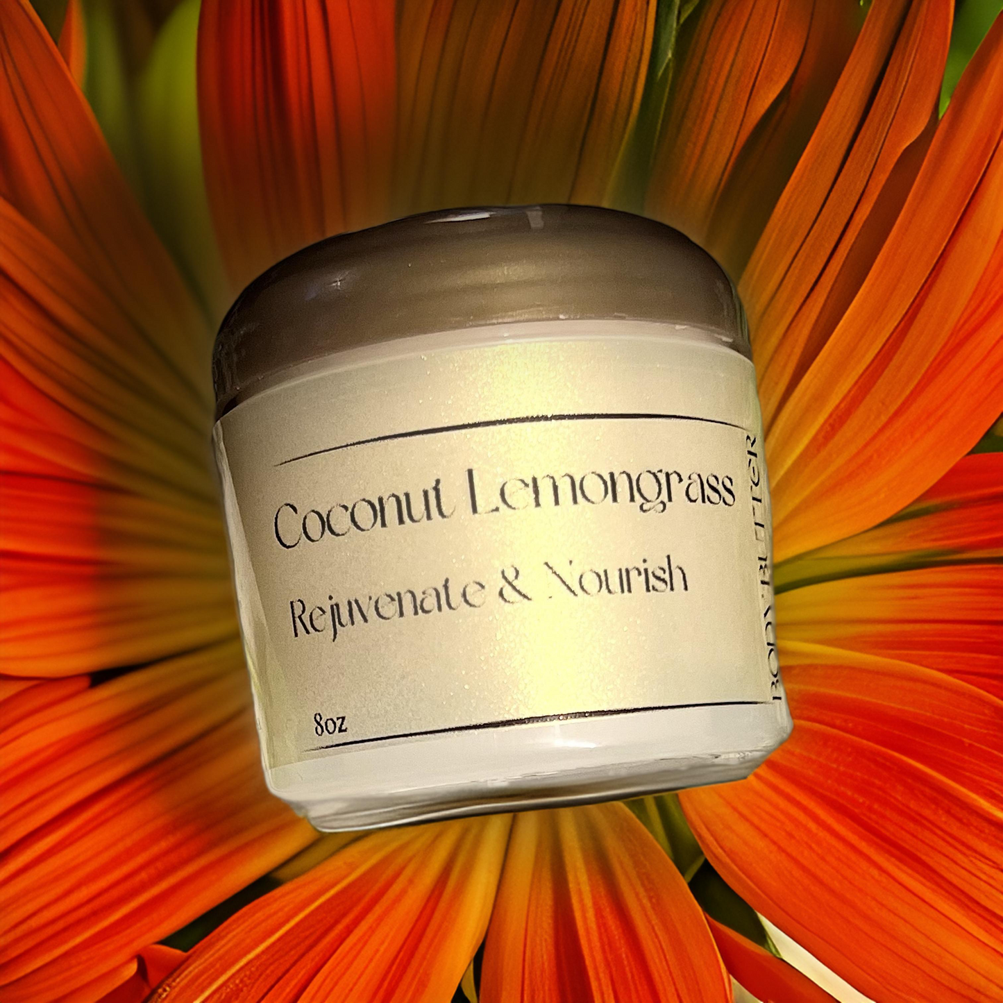 Coconut Lemongrass Nourishing Body Butter For Dry or Irritated Skin 8oz